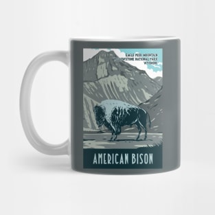 WPA Poster of an American Bison at Eagle Peek Mountain in Yellowstone National Park Mug